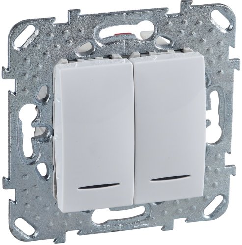 Переключатель с подсветкой без рамки Schneider Electric Unica 2-кл. проходной белый картинка